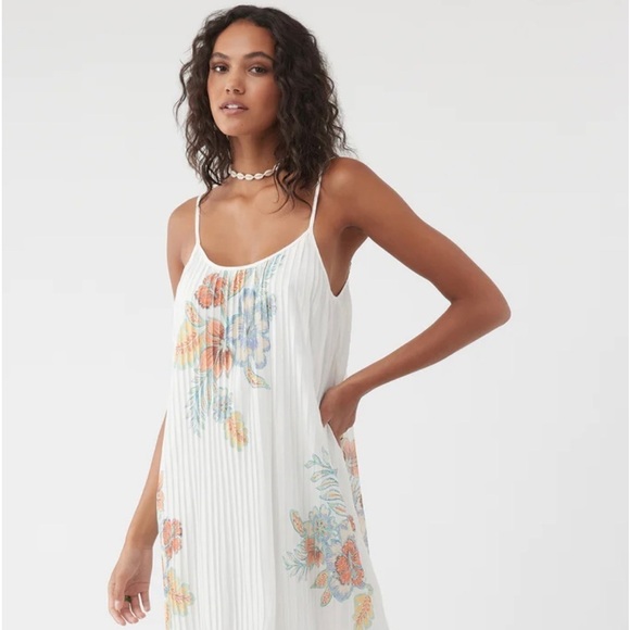 🔆O’NEILL🔆 JUNIA MIDI DRESS FLORAL WHITE Non-wrinkle comfortable beautiful - Picture 4 of 16